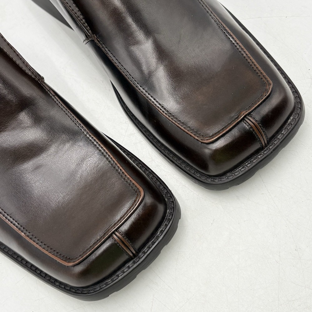 Borelli Bordeaux Mens 10.5 Brown Slip On Dress Shoes Square Toe Loafers - Picture 3 of 11